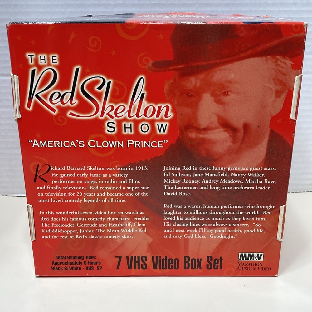 The Red Skelton Show “America’s Clown Prince” Video Box Set 7 VHS Black &White